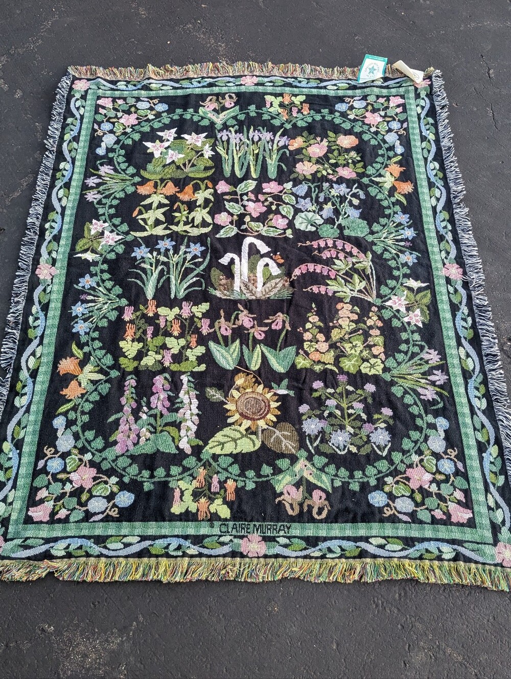 Claire Murray Floral Tapestry Vintage Throw Blanket New England Wildflowers
